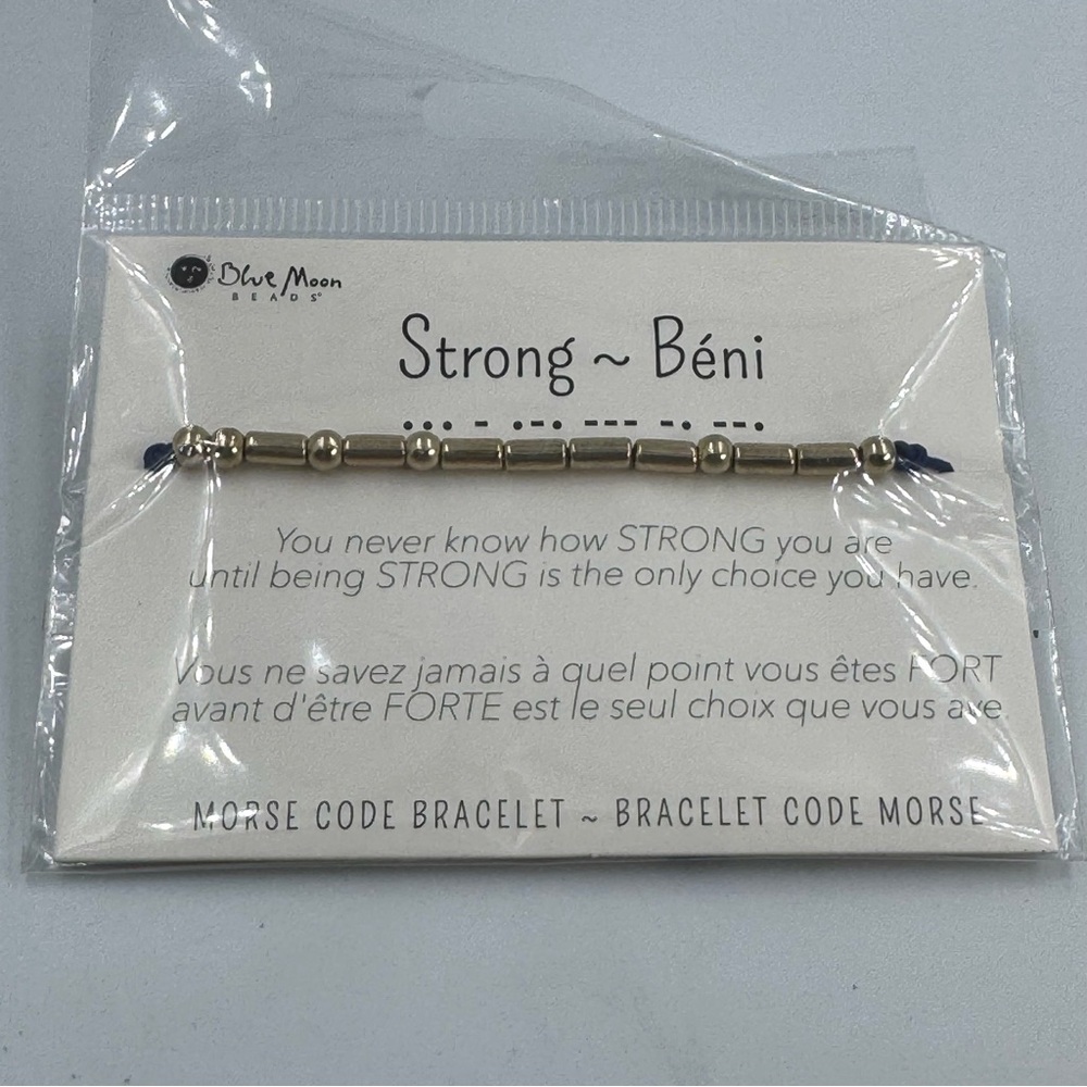 Blue Moon Beads Morse Code Strong Adjustable Beaded Bracelet New
